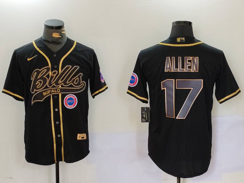 Men Buffalo Bills 17 Allen Black Joint Name 2024 Nike Limited NFL Jersey style 9108